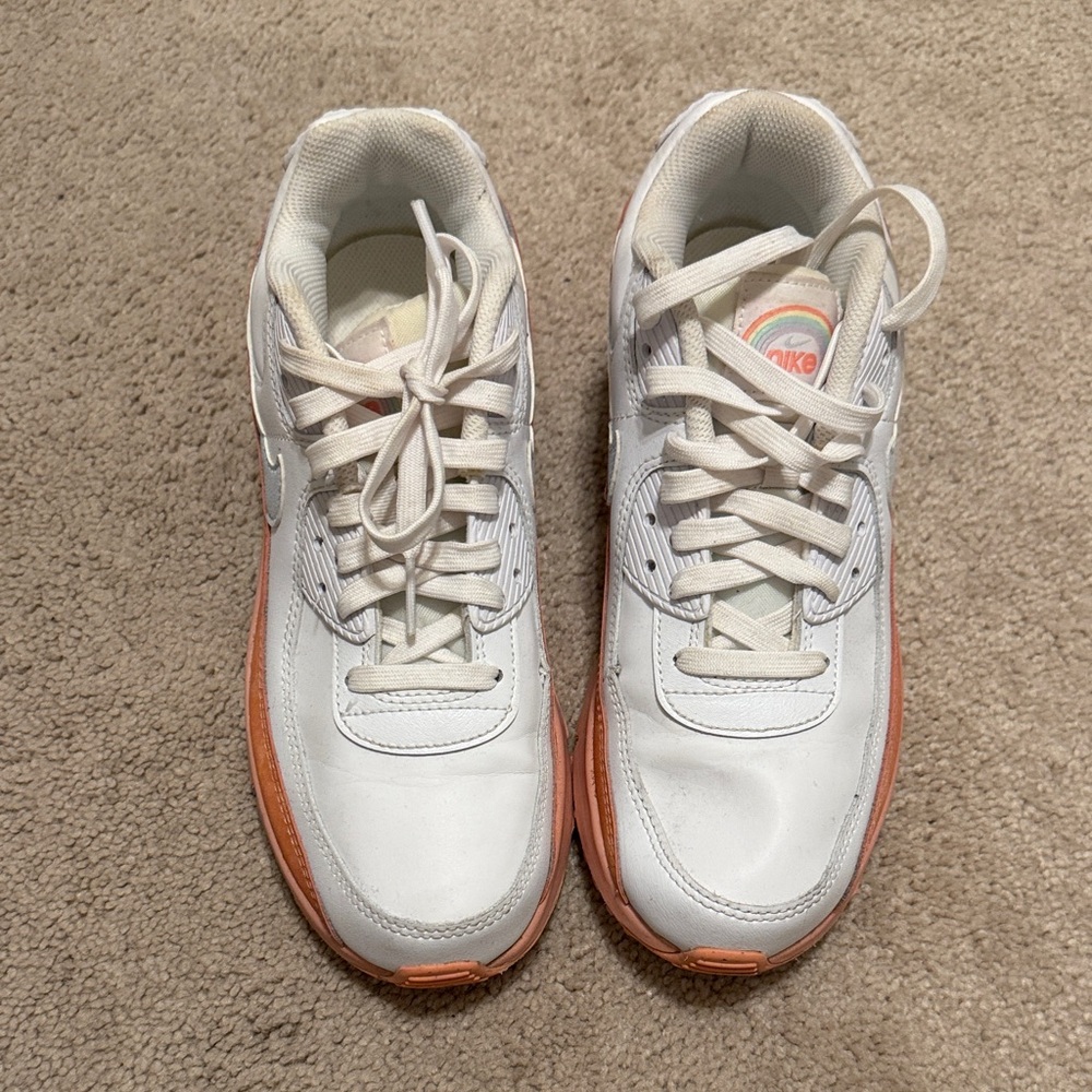 Nike White Sneakers with Orange Soles